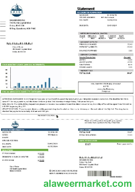 USA Idaho Boise City of Trees water business utility bill template in Word and PDF formats
